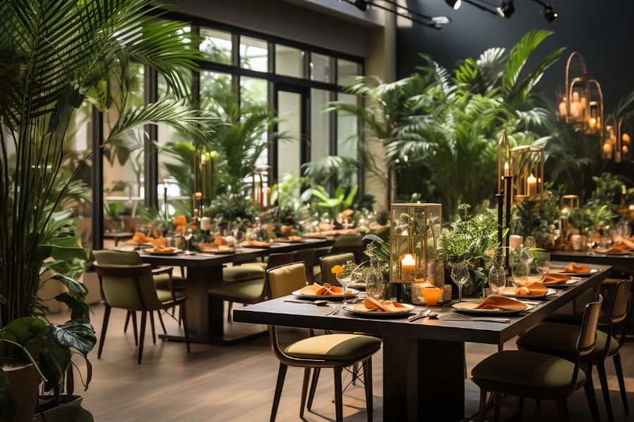 Adding greenery and natural elements in restaurants interior design